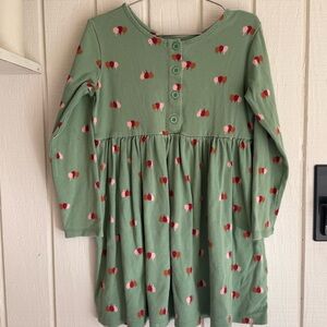 Hanna Andersson Green cotton Dress with flower print 6-7 years 120